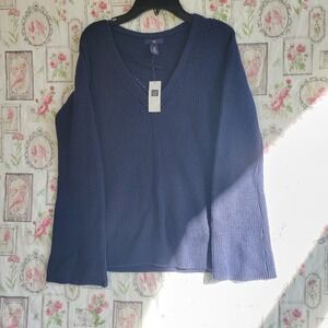 GAP Women's‎ Navy Blue V-Neck Knit Sweater Long Sleeve Size XS New With Tags